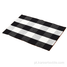 Tapete xadrez de padrão de carpete lavável de algodão